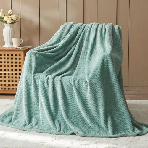 Miniatura 18 de NEWCOSPLAY Manta de Tiro Súper Suave Aqua Franela Sedosa Premium Fleece con Patrón de Hojas Ligera Manta de Cama para Uso en Todas las Estaciones