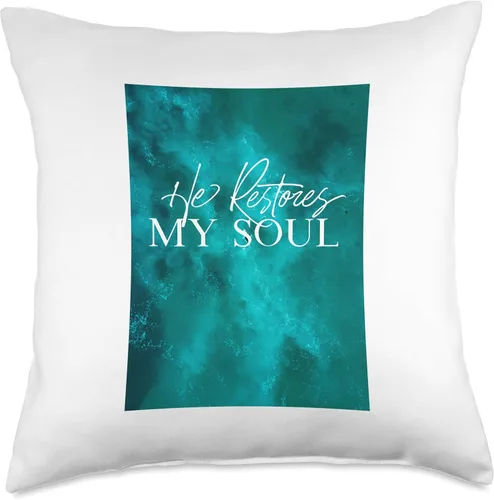 Miniatura 5 de Words of Light He Restores My Soul - Almohada (16 x 16 pulgadas), multicolor