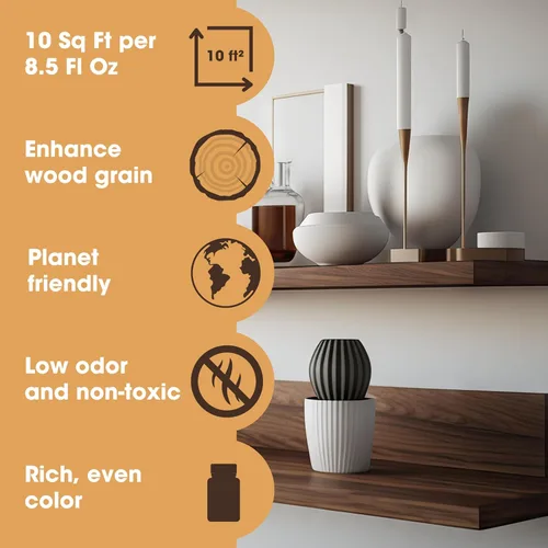 Miniatura 6 de Furniture Clinic Tinte para madera Teca A base de agua Secado rápido, bajo olor y no tóxico para muebles de interior y exterior y más