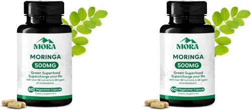 Miniatura 10 de Well-Being MORA Moringa Oleifera Cápsulas – Energía, articulaciones, piel e inmunidad – Superalimento verde – Vegano, sin gluten, multivitamínico