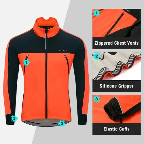Miniatura 3 de BALEAF Chaqueta de invierno para hombre, para ciclismo, correr, resistente al viento, para ciclismo, ciclismo, clima frío, bolsillos cálidos