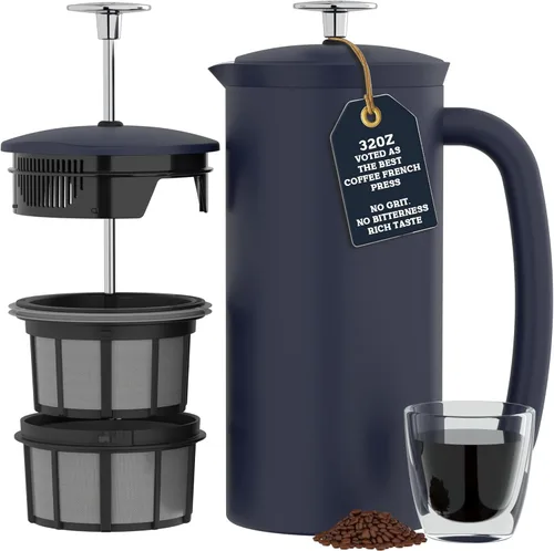 Miniatura 14 de ESPRO P7 - Prensa francesa de acero inoxidable 304 con microfiltro patentado de doble pared y aislamiento, prensa francesa para café con preparación