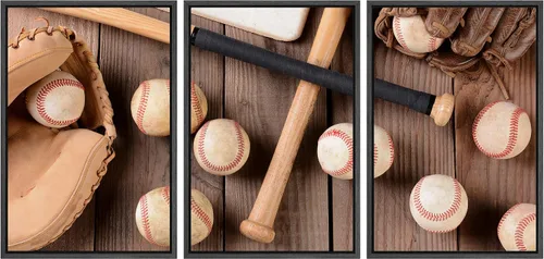 Miniatura 75 de wall26 Lienzo enmarcado para pared, juego de arte de primer plano, detalles de costuras de béisbol, atletas deportivos, fotografía, moderno