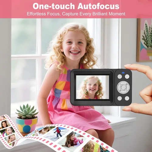 Miniatura 5 de Cámara digital, 4K 64MP, zoom 18X, cámara digital de apuntar y disparar con tarjeta TF de 64 GB y 2 baterías, cámara pequeña recargable portátil