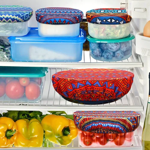 Miniatura 2 de Patelai 10 Pzs Cubiertas para Tazones Reutilizables en 5 Tamaños Tela Elástica de Tela Cubiertas Elásticas para Tazones de Almacenamiento de Varios