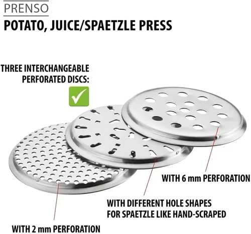 Miniatura 4 de GEFU PRENSO 89440 Potato, Juice and Spätzle Press for Fine Mashed Potatoes, Homemade Spätzle and Spaghetti Ice Cream Stainless Steel