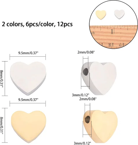 Miniatura 2 de UNICRAFTALE Color mixto, 12 cuentas europeas de 0.315 in, cuentas de acero inoxidable, cuentas espaciadoras de agujero de 0.079 in, cuentas sueltas