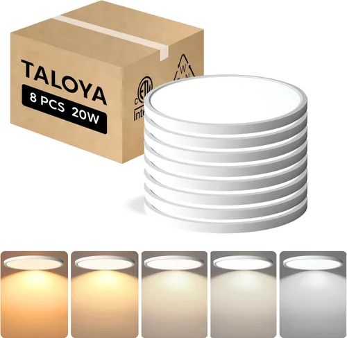 Miniatura 10 de TALOYA Lámpara de techo regulable de montaje empotrado, 10 pulgadas, 20 W, 5 CCT, lámpara de techo LED para dormitorio, cocina, sala de estar