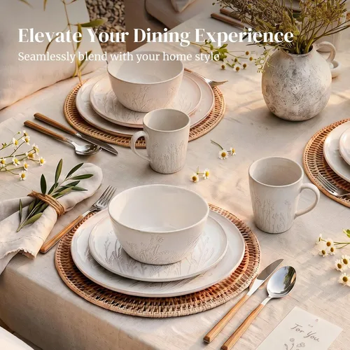 Miniatura 5 de DOWAN Cuencos de cerámica de 32 onzas – Juego de 4 cuencos de sopa grandes para cereales, ramen, pho, pasta y ensalada – Cuencos de sopa apilables