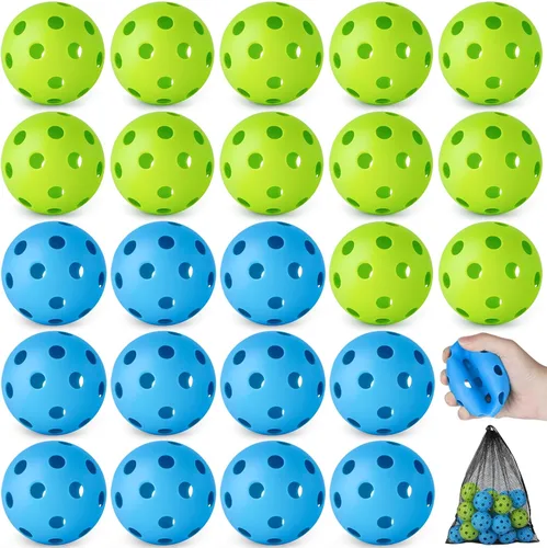 Coopay Paquete de 24/80 pelotas de práctica de béisbol, bolas de entrenamiento de plástico, bolas de softball huecas ligeras para golpe, Verde y azul