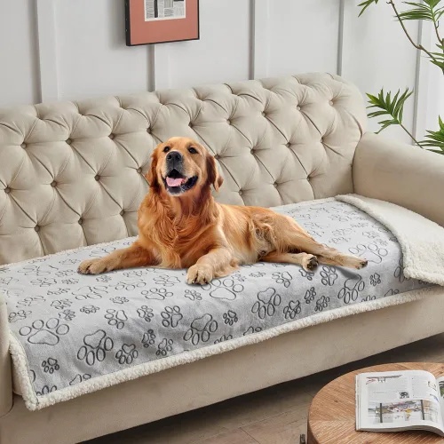 Miniatura 11 de Qeils Manta impermeable calmante para gatos de interior, manta suave y silenciosa de felpa para mascotas, manta gruesa de piel sintética de 500 GSM