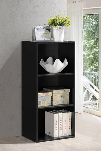 Miniatura 2 de Pemberly Row Estantería de madera con tres estantes en acabado negro
