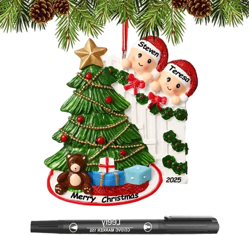 Adornos de Navidad personalizados 2025, familia de 2, 3, 4, 5 y 6, adorno de Navidad personalizado con nombres, adornos familiares personalizados