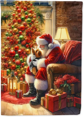 Miniatura 26 de Caroline's Treasures DAC4159CHF - Bandera de casa de Husky siberiano y Papá Noel para porche, grande, para colgar en la pared, poliéster