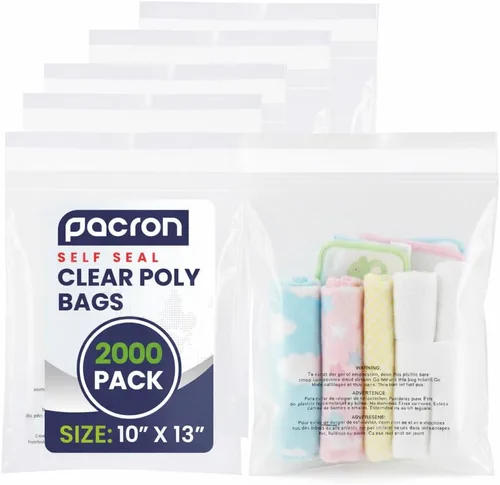 Miniatura 12 de Paquete de 500 bolsas de polietileno transparentes de 9 x 12 pulgadas – Bolsas de plástico autosellantes para embalaje, envío y almacenamiento