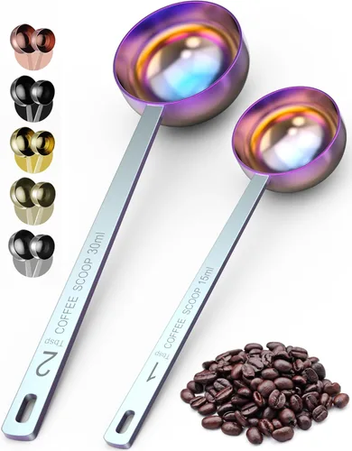 Miniatura 12 de Orblue Juego Premium de Cucharas para Café - 1 Cucharada (15ml) y 2 Cucharadas (30ml) Cuchara Medidora - Cuchara Medidora de Café de Acero Plata