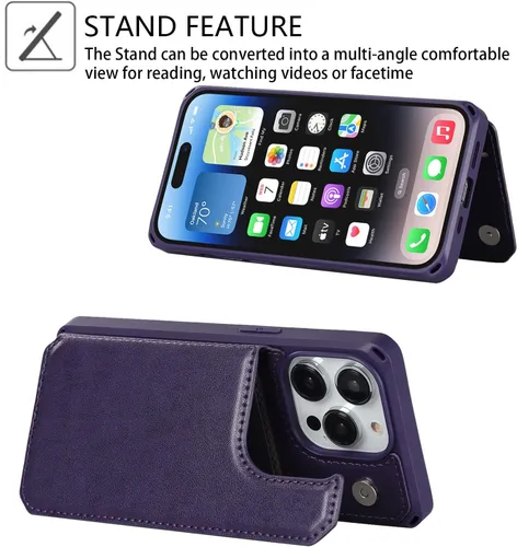 Miniatura 5 de Cavor Funda para iPhone 14 Pro Max con Tarjetero, Funda Cartera para iPhone 14 Pro Max para Mujeres y Hombres, Soporte de Tarjetas de Crédito