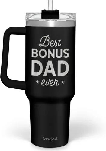 Miniatura 8 de SANDJEST Taza con bandera americana con asa, taza de café de acero inoxidable con aislamiento de 40 oz con tapa y pajita, regalos de América