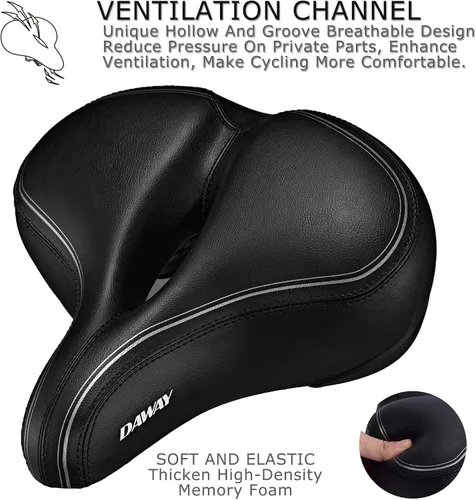 Miniatura 4 de DAWAY C30 Asiento de Bicicleta Cómodo de Gran Tamaño - Compatible con Peloton, Ejercicio, Bicicletas de Montaña o Carretera, Reemplazo de Sillín