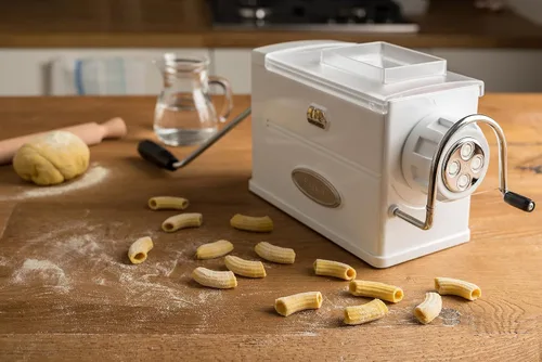 Miniatura 2 de MARCATO Hecho en Italia Regina Extrusora Pasta Machine, Blanco. Hace bucatini, fusilli, maccheroni, maccheroncini, rigatoni.