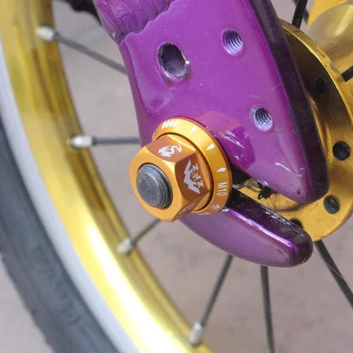 Miniatura 2 de Tuercas de bicicleta 2 piezas eje trasero eje de acero inoxidable tuercas brida montaña ajuste para BMX Fixie M10 eje tornillo