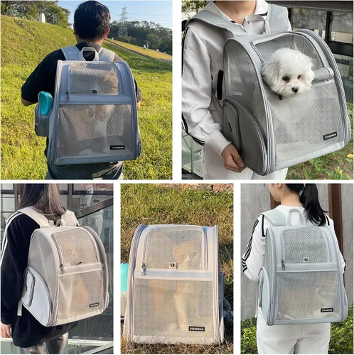 Miniatura 6 de Mochila Transportadora para Gatos para Perros Pequeños y Gatos Medianos, Cachorro, Gatito, Conejo, Mochila Transportadora de Mascotas Plegable