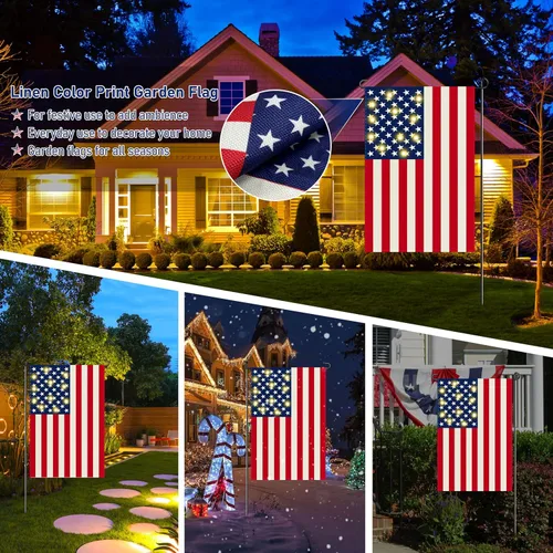 Miniatura 6 de Bandera de jardín iluminada, bandera LED de doble cara para patio, 4 de julio, Día de la Independencia, banderas decorativas patrióticas