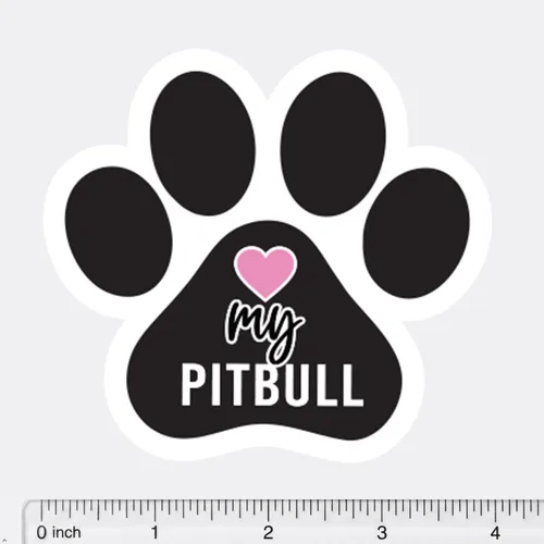 Miniatura 4 de Love My Dog Bleed Paw Print Dog - Imán para nevera y taquilla (imán de huella de perro) (Pitbull)
