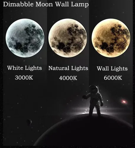 Miniatura 3 de Aplique de pared de luna regulable, lámpara de pared enchufable para mesita de noche, moderna iluminación LED montada en la pared para sala