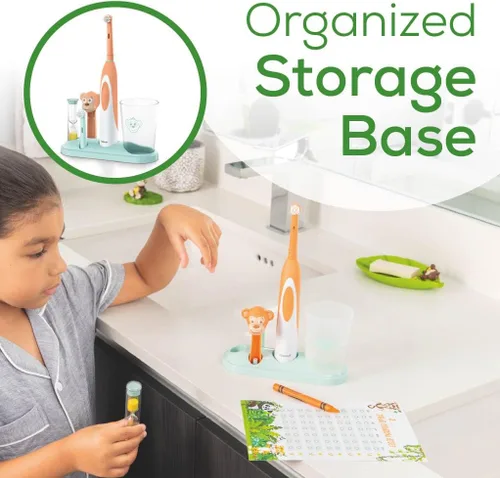 Miniatura 6 de Beurer TB10 - Kit de cepillo de dientes eléctrico para niños, divertido gorro Milo the Monkey con 2 cabezales de cepillo extra suaves para ayudar a
