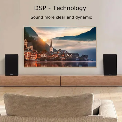 Miniatura 5 de LONPOO Altavoces Bluetooth para repisa, Altavoces con alimentación de 60W con Bluetooth/AUX-in/Óptica/RCA, Woofer de 4" y Tweeter de 1" (Negro)