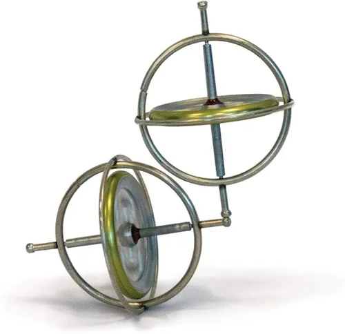 Giroscopio clásico - Paquete doble | 2 giroscopios giratorios de metal para aprendizaje STEM y juego de física - Fabricado en Estados Unidos - A