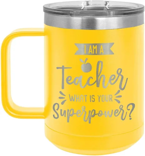 Miniatura 11 de I AM A TEACHER WHAT IS YOUR SUPERPOWER Taza de café roja de 15 oz con tapa deslizante Taza de café de viaje aislada Ideas de regalos de Rojo