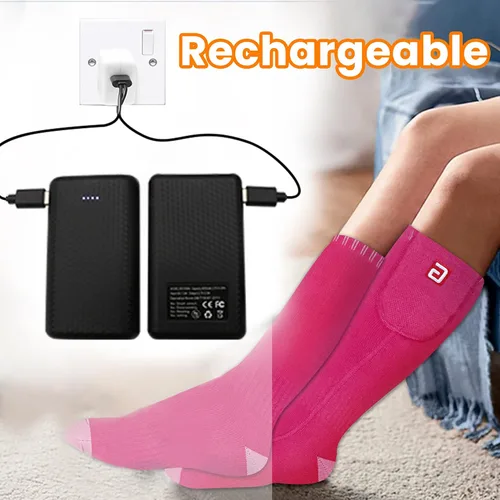 Miniatura 3 de Rabbitroom Calcetines Calentadores de Batería Eléctrica Calcetines Aislantes Térmicos para Artritis, Invierno Grueso Caliente Calefacción Calcetín