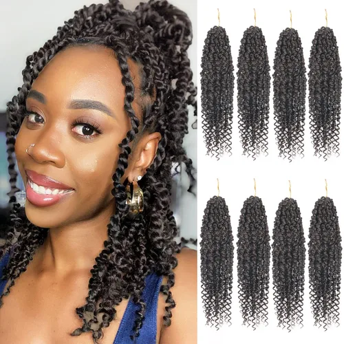 Miniatura 28 de Bileaf Cabello de Ganchillo Passion Twist Pre-retorcido de 10 Pulgadas, 8 Paquetes de Ganchillo Passion Twist, Cabello Corto Passion Twist