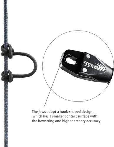 Miniatura 7 de Lanzador de ayuda de arco compuesto y cuerda de bucle D, ajustable puede girar 360° pulgar liberación arco ayuda aleación de aluminio, ayudas