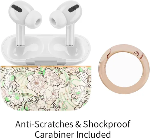 Miniatura 3 de Berkin Arts Funda compatible con AirPods Pro de 2ª generación, cubierta dura de oro rosa con llavero Cloisonnism Garden Neon Flower