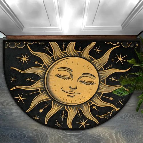 Miniatura 28 de Tapete semicircular de color rojo con girasol, antideslizante, de bienvenida para interiores, semicírculo, lavable, para baño, cocina, exterior