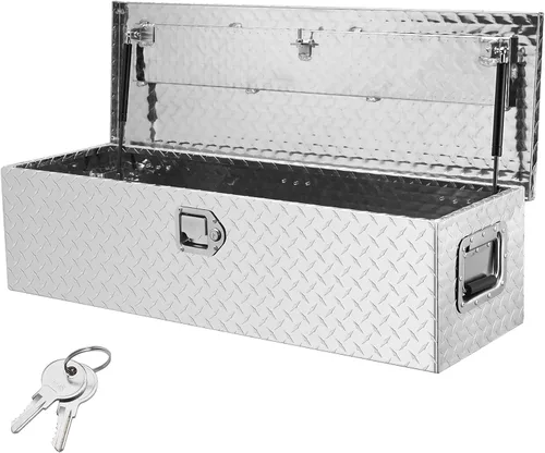 Miniatura 11 de VEVOR Caja de Herramientas de Aluminio Resistente para Cama de Camión, Caja de Herramientas con Placa Estriada con Mango Lateral y Llaves