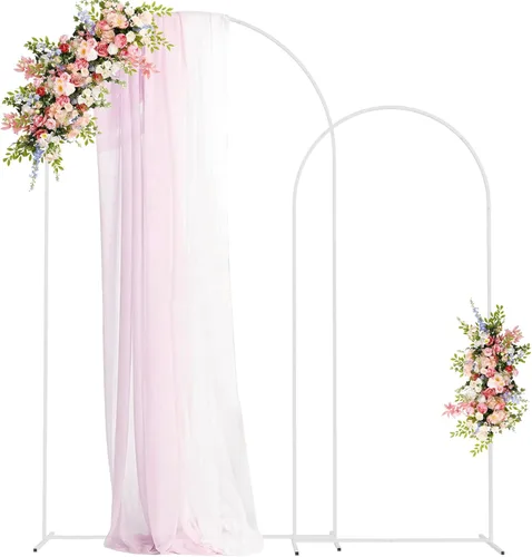 Fomcet Juego de 2 soportes de arco de metal para arco de boda, marco arqueado blanco de 7.2 pies y 6 pies para fiesta de cumpleaños, baby shower,