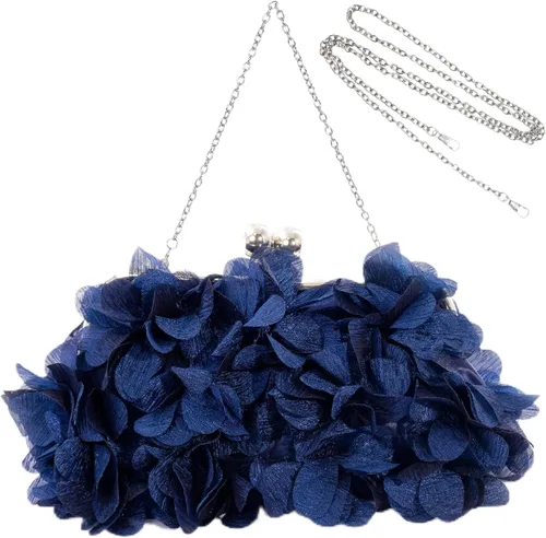 Miniatura 11 de Elegante bolso de noche para mujer, pequeño bolso de mano floral con cadena desmontable para bodas, fiestas, bailes de graduación