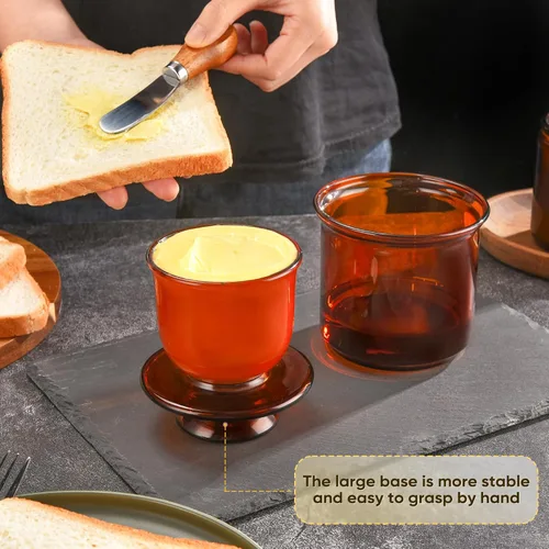 Miniatura 3 de Hekeieon Mantequillera de Cristal Elegante Francesa para Mantequilla Fresca y Untable, Recipiente para Mantequilla, Recipiente de Mantequilla