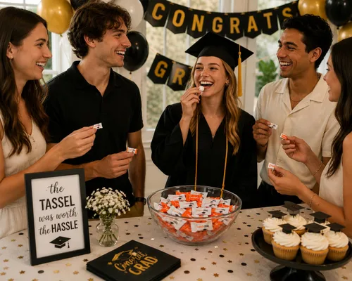 Miniatura 3 de Fun Express Buttermints de graduación envueltas individualmente, 108 piezas de caramelo de menta naranja para recuerdos de fiesta y buffet