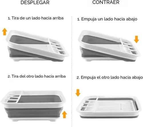 Miniatura 6 de THANSTAR Escurridor de platos plegable, organizador portátil de vajilla para cocina, autocaravanas, cámpers, remolque de viaje, bandeja