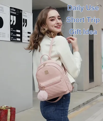 Miniatura 24 de Mini mochila de moda para niñas, bolso pequeño lindo de cuero a cuadros para mujer, mochilas pequeñas, Negro -, Mini mochila de moda para niñas