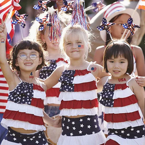 Miniatura 6 de Hying 10 tatuajes patrióticos del 4 de julio temporales para niños y adultos, bandera estadounidense, patrióticos temporales para decoración del 4
