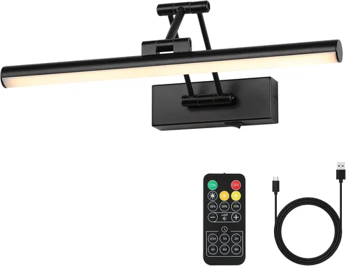Joossnwell Luz para Cuadros a Batería Luz Inalámbrica para Cuadros para Pinturas con Control Remoto 15.5 Pulgadas Regulable y Temporizador Luz de