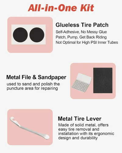 Miniatura 2 de Zacro Bike Tire Repair Kit, Bike Tube Patch Kit with Stainless Steel Tire Levers, 24 PCS Bike Tube Patches,Metal Rasp, Bike Patch Kit for Mountain