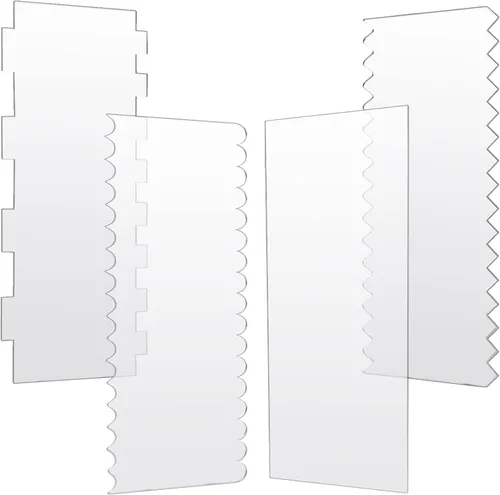 JOERSH 4 raspadores acrílicos para tartas, peines transparentes, glaseado, crema de mantequilla, borde más suave para decoración de crema de