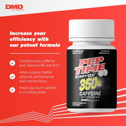Miniatura 2 de Tabletas, píldoras de cafeína de vitamina B6 y B12, 350 mg de cafeína por porción, suplemento de rendimiento físico y enfoque, 250